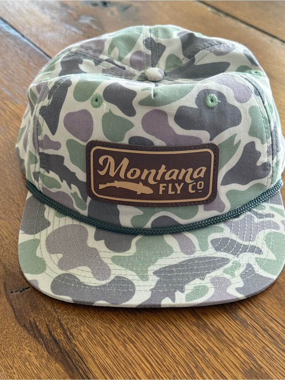 Camo Five-Panel Hat in Green/Gray